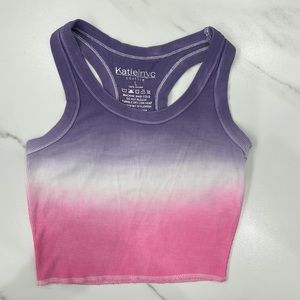 KatieJ NYC Pink/Purple Ombre Livi Cropped Tank in a Girls Large